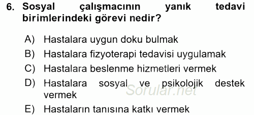 Sosyal Hizmet Mevzuatı 2017 - 2018 3 Ders Sınavı 6.Soru