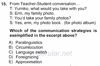Konuşma Ve Yazma Öğretimi 2012 - 2013 Ara Sınavı 15.Soru