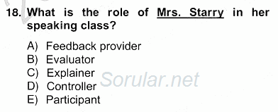 Konuşma Ve Yazma Öğretimi 2012 - 2013 Ara Sınavı 18.Soru
