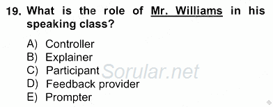 Konuşma Ve Yazma Öğretimi 2012 - 2013 Ara Sınavı 19.Soru