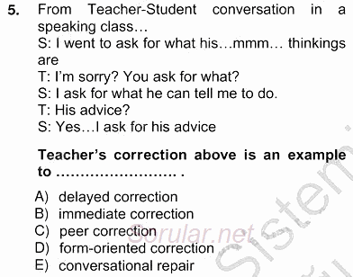 Konuşma Ve Yazma Öğretimi 2012 - 2013 Ara Sınavı 5.Soru