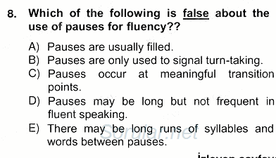 Konuşma Ve Yazma Öğretimi 2012 - 2013 Ara Sınavı 8.Soru