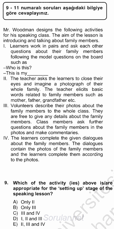 Konuşma Ve Yazma Öğretimi 2012 - 2013 Ara Sınavı 9.Soru
