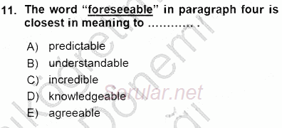 İleri Okuma Ve Yazma Becerileri 1 2015 - 2016 Ara Sınavı 11.Soru