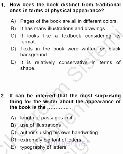 İleri Okuma Ve Yazma Becerileri 1 2015 - 2016 Ara Sınavı 2.Soru