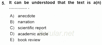 İleri Okuma Ve Yazma Becerileri 1 2015 - 2016 Ara Sınavı 5.Soru
