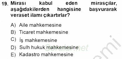 Gayrimenkullerde Vergilendirme 2014 - 2015 Ara Sınavı 19.Soru