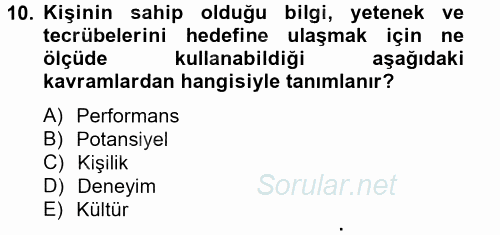 Satış Yönetimi ve Telefonda Satış 2012 - 2013 Dönem Sonu Sınavı 10.Soru