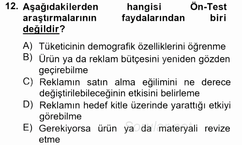 İletişim Araştırmaları 2014 - 2015 Tek Ders Sınavı 12.Soru