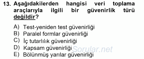İletişim Araştırmaları 2014 - 2015 Tek Ders Sınavı 13.Soru
