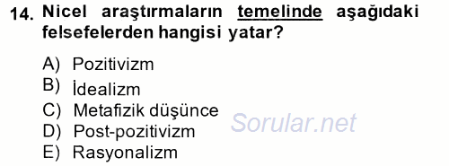 İletişim Araştırmaları 2014 - 2015 Tek Ders Sınavı 14.Soru