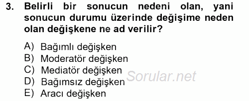 İletişim Araştırmaları 2014 - 2015 Tek Ders Sınavı 3.Soru