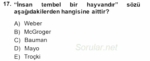 Sosyal Bilimlerde Temel Kavramlar 2013 - 2014 Ara Sınavı 17.Soru