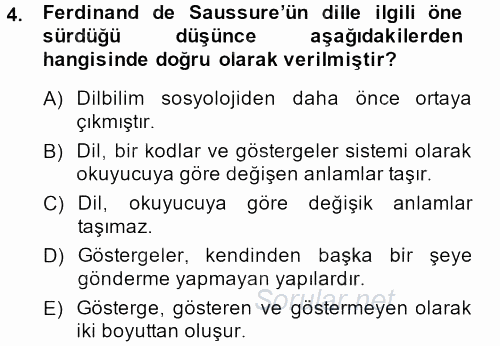 Sosyal Bilimlerde Temel Kavramlar 2013 - 2014 Ara Sınavı 4.Soru