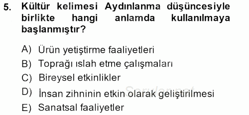 Sosyal Bilimlerde Temel Kavramlar 2013 - 2014 Ara Sınavı 5.Soru