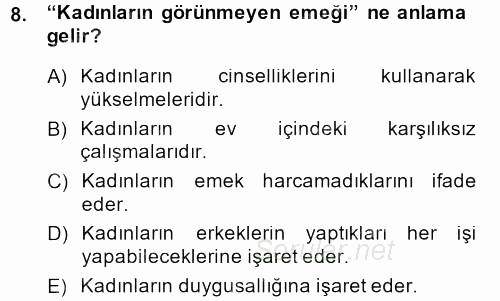 Sosyal Bilimlerde Temel Kavramlar 2013 - 2014 Ara Sınavı 8.Soru