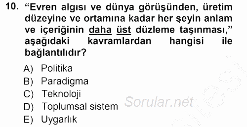 Ekonomi Sosyolojisi 2012 - 2013 Ara Sınavı 10.Soru