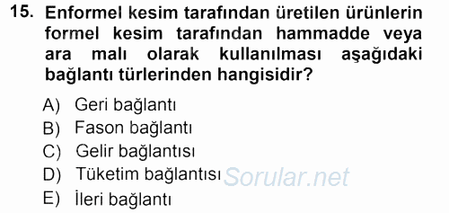 Ekonomi Sosyolojisi 2012 - 2013 Ara Sınavı 15.Soru