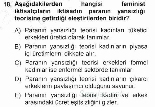 Ekonomi Sosyolojisi 2012 - 2013 Ara Sınavı 18.Soru