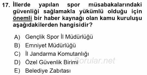 Haber Türleri 2016 - 2017 Dönem Sonu Sınavı 17.Soru