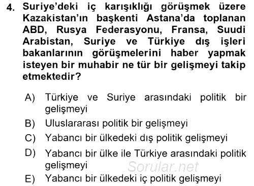 Haber Türleri 2016 - 2017 Dönem Sonu Sınavı 4.Soru