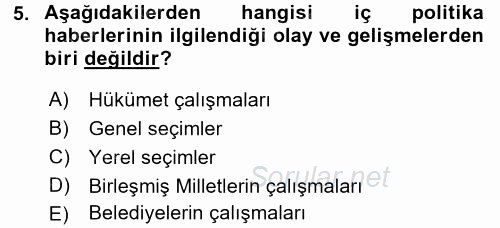 Haber Türleri 2016 - 2017 Dönem Sonu Sınavı 5.Soru