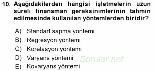 Girişim Finansmanı 2016 - 2017 Ara Sınavı 10.Soru