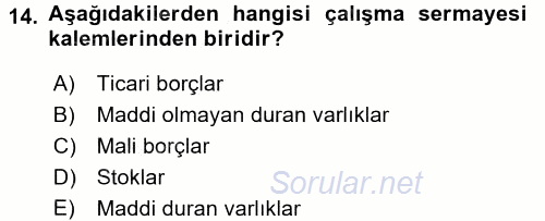 Girişim Finansmanı 2016 - 2017 Ara Sınavı 14.Soru
