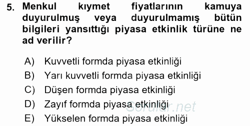 Girişim Finansmanı 2016 - 2017 Ara Sınavı 5.Soru