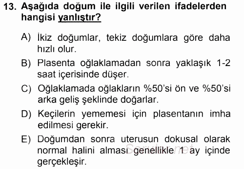 Hayvan Yetiştirme 2014 - 2015 Tek Ders Sınavı 13.Soru