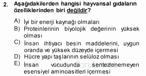 Hayvan Yetiştirme 2014 - 2015 Tek Ders Sınavı 2.Soru