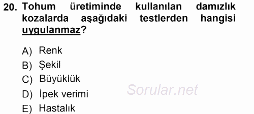 Hayvan Yetiştirme 2014 - 2015 Tek Ders Sınavı 20.Soru