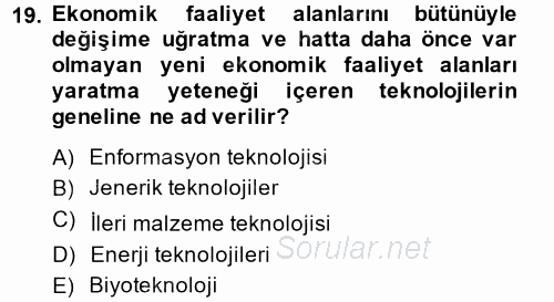 Endüstri İlişkileri 2014 - 2015 Tek Ders Sınavı 19.Soru