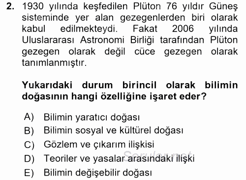 Çocuk, Bilim Ve Teknoloji 2016 - 2017 Dönem Sonu Sınavı 2.Soru