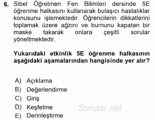 Çocuk, Bilim Ve Teknoloji 2016 - 2017 Dönem Sonu Sınavı 6.Soru