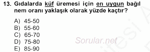 Gıda Güvenliğinin Temel Prensipleri 2012 - 2013 Ara Sınavı 13.Soru