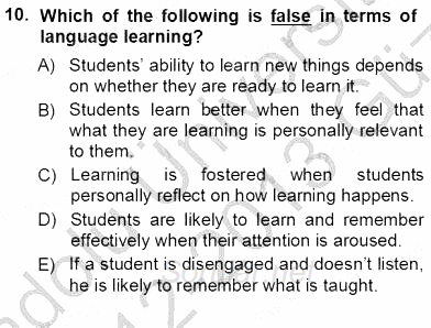 Özel Öğretim Yöntemleri 2012 - 2013 Ara Sınavı 10.Soru