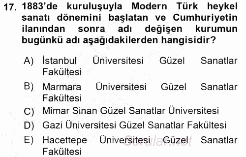 Güzel Sanatlar 2016 - 2017 Ara Sınavı 17.Soru