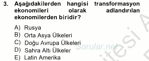 Ekonominin Güncel Sorunları 2012 - 2013 Ara Sınavı 3.Soru
