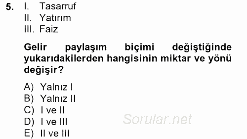 Ekonominin Güncel Sorunları 2012 - 2013 Ara Sınavı 5.Soru