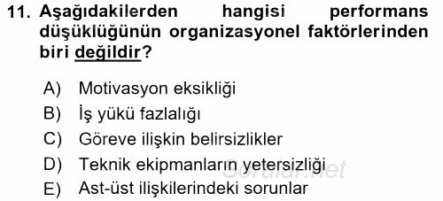 Performans ve Kariyer Yönetimi 2017 - 2018 Ara Sınavı 11.Soru