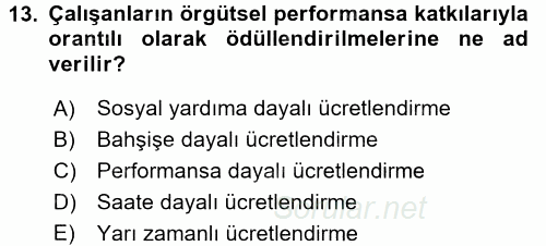 Performans ve Kariyer Yönetimi 2017 - 2018 Ara Sınavı 13.Soru
