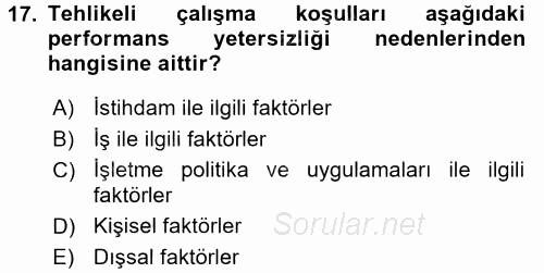 Performans ve Kariyer Yönetimi 2017 - 2018 Ara Sınavı 17.Soru