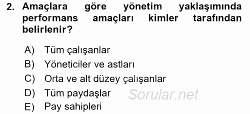 Performans ve Kariyer Yönetimi 2017 - 2018 Ara Sınavı 2.Soru