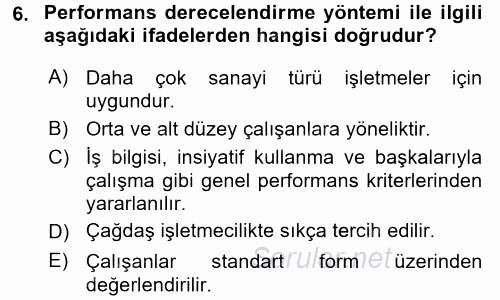 Performans ve Kariyer Yönetimi 2017 - 2018 Ara Sınavı 6.Soru