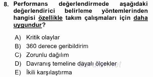 Performans ve Kariyer Yönetimi 2017 - 2018 Ara Sınavı 8.Soru