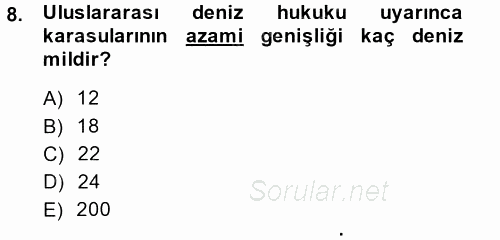 Uluslararası Hukuk 2 2014 - 2015 Ara Sınavı 8.Soru