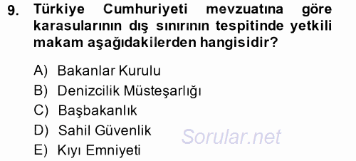 Uluslararası Hukuk 2 2014 - 2015 Ara Sınavı 9.Soru