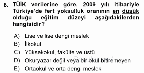 Türkiye Ekonomisi 2016 - 2017 Ara Sınavı 6.Soru