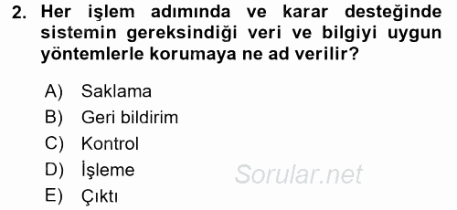 Muhasebe Yazılımları 2015 - 2016 Tek Ders Sınavı 2.Soru